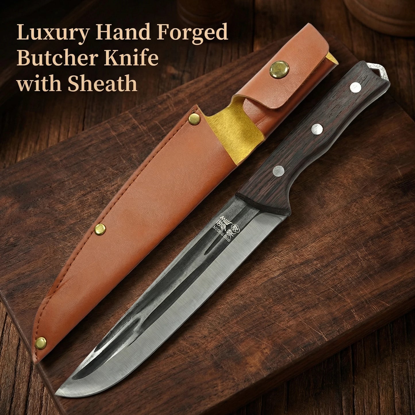 New Professional Hand Forged Boning Knife Slaughtering Knives- High Carbon Steel Meat Deboning Butcher Tool for BBQ & Kitchen