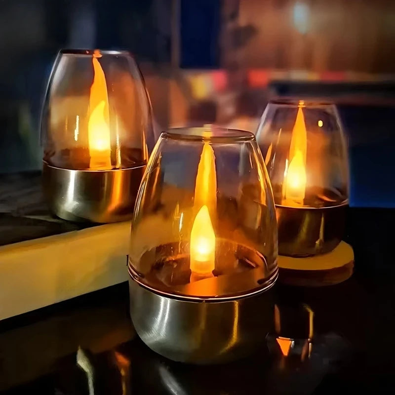 LED Solar Candles Light Flameless Rechargeable Night Light For Wedding Party Garden Decor Outdoor Waterproof Solar Candles La