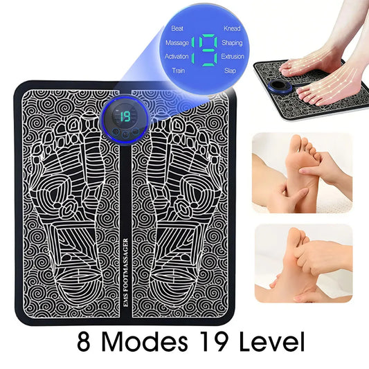 Foot Massger 8 Modes 19 Level Electric Foot Massager Pad Strength Lightweight Relieve Foot Pressure Strength Lightweight