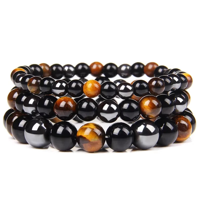Natural Black Obsidian Hematite Tiger Eye Beads Bracelets Men for Magnetic Health Protection Women Soul Jewelry Pulsera Hombr