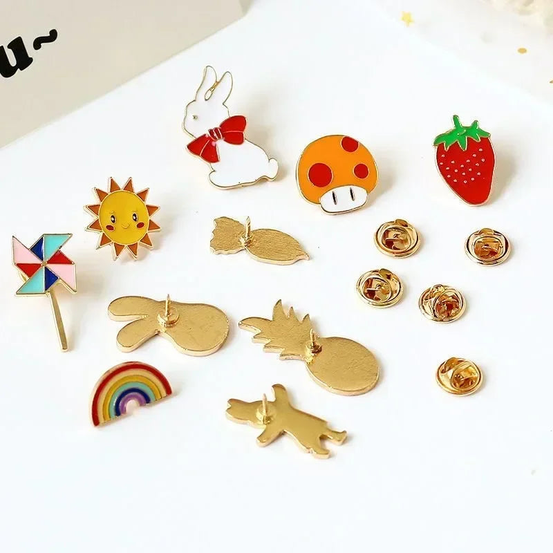 10-100Pcs Enamel Badges Pins Brooches Cute Cartoon Brooches for Child and Women Small Metal Jewelry with Many Different Shape