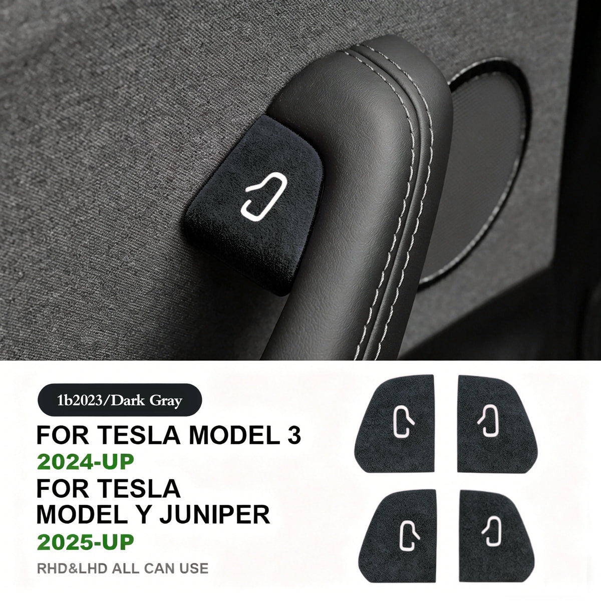 For Tesla Model Y Juniper 2025 Model 3 Highland 25-26 Car Interior Suede Door Button Trim Stickers Patch Trim Cover Accessori