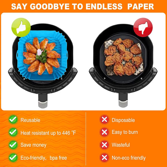 Silicone Air Fryer Liners Pot,Airfryer Basket Cooking Gadgets ,Reusable Baking Tray Non-stick Pizza Pan Oven Kitchen Accessor