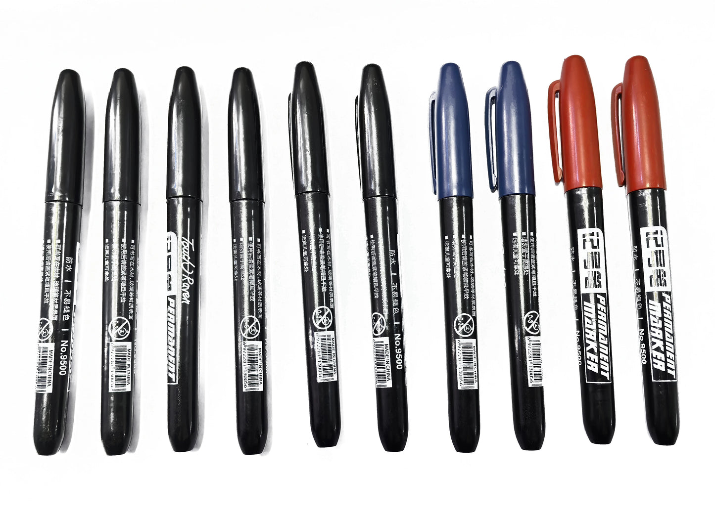 6 PCS Permanent Marker Pen Manga Drawing Markers Black Blue Red Waterproof Ink Sketch Pens Stationery Art School Supplies - 6
