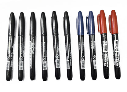 6 PCS Permanent Marker Pen Manga Drawing Markers Black Blue Red Waterproof Ink Sketch Pens Stationery Art School Supplies - 6