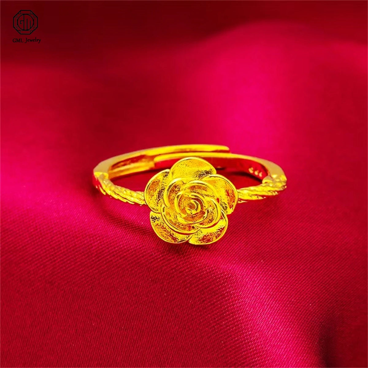 Sand Gold Adjustable Ring Matte Wide Band Openable Fade Resistant Unisex Couple Jewelry Solid Minimalist Gift - Rose