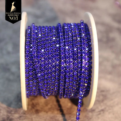 Rhinestones Chain Roll Tassel 1/10Yard Crystal Ribbon Strass Banding Sew On Gold Rhinestone Trim Strip Cup Chains For Needlew