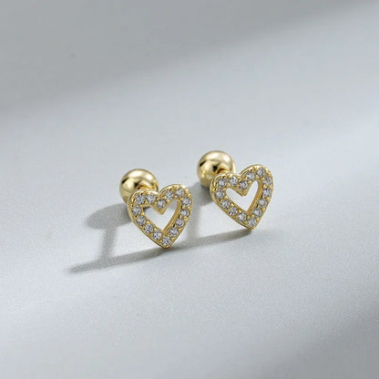 New Fashion Heart Stud Earrings for Women Hypoallergenic Screw Cartilage Helix Earring Girls Piercing Accessories Jewelry Gif