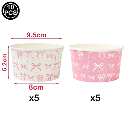 10pcs Pink Bow Cupcake Topper Pink Bow Birthday Decor Coquette Themed Party Decoration Bridal Shower Cake Topper Bow Party De