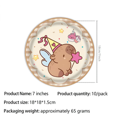 Birthday Decoration Capybara Birthday Invitation Card Cup Tablecloth Plate Napkin Poster Baby Shower Birthday Girl Party Favo