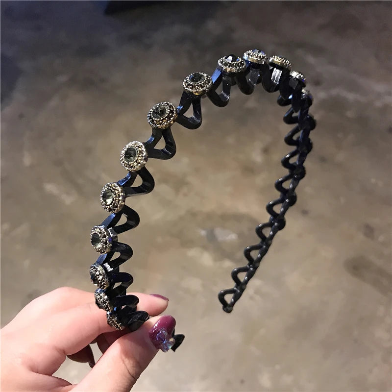 Non-Slip Rhinestone Hairbands Elastic Flower Fashion Pearl Women Hair Hoop Bands Headband Bezel Girls Hair Accessories Headdr