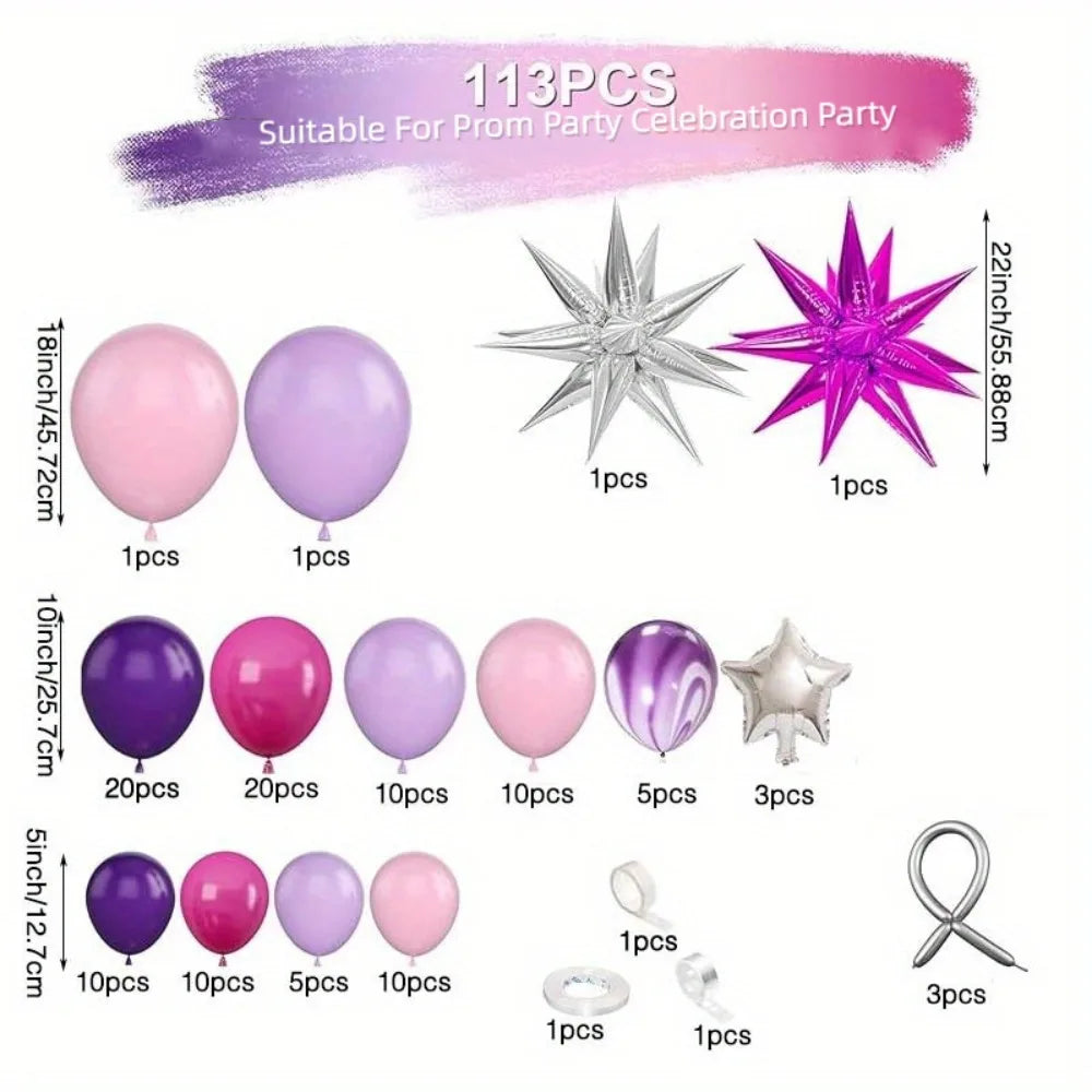 113PCS Balloon Garland Arch Set Wedding Birthday Party Anniversary Decoration Indoor and Outdoor Decoration