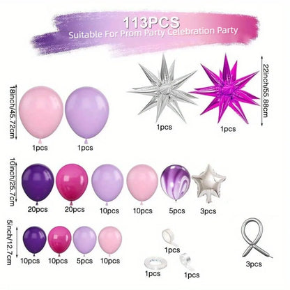 113PCS Balloon Garland Arch Set Wedding Birthday Party Anniversary Decoration Indoor and Outdoor Decoration