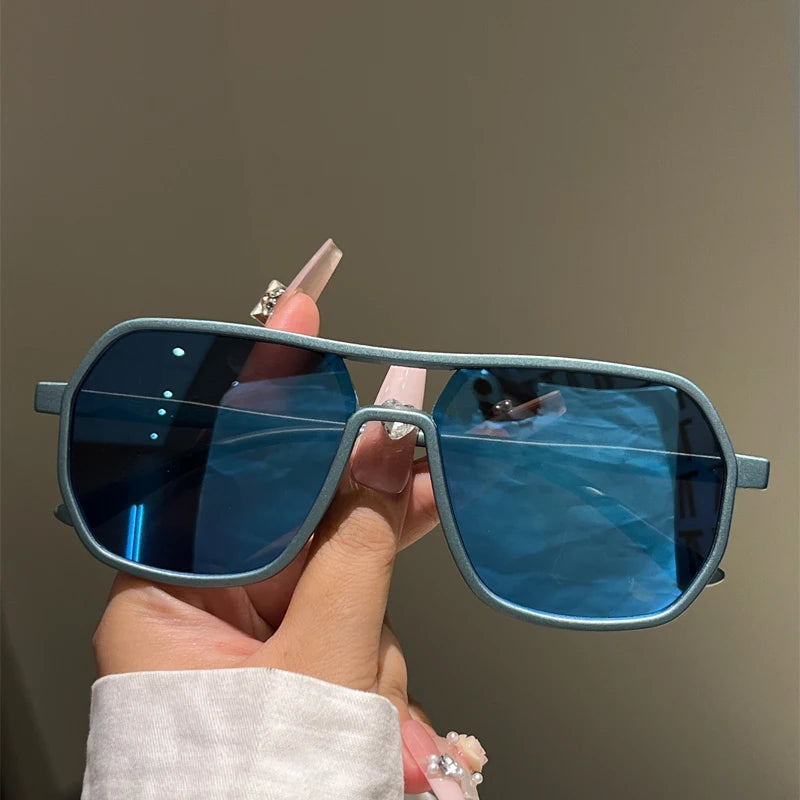KAMMPT Irregular Rim Sunglasses Men 2025 New Fashion Vintage Double Bridge Shades Women Trendy Brand Design Mirror Sun Glasse