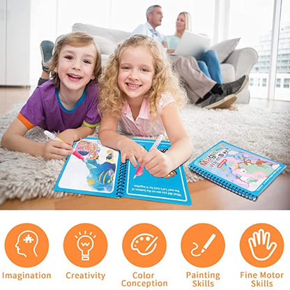 Magical Book Water Drawing Montessori Toys Reusable Coloring Book Magic Water Drawing Book Sensory Early Education for Childr