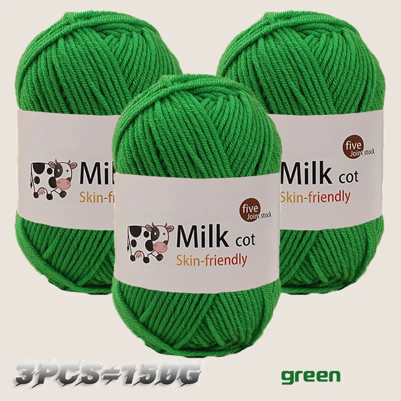 150g milk yarn handmade medium coarse DIY weaving yarn ball for knitting sweaters, hats, scarves and other clothing - 50 Big 