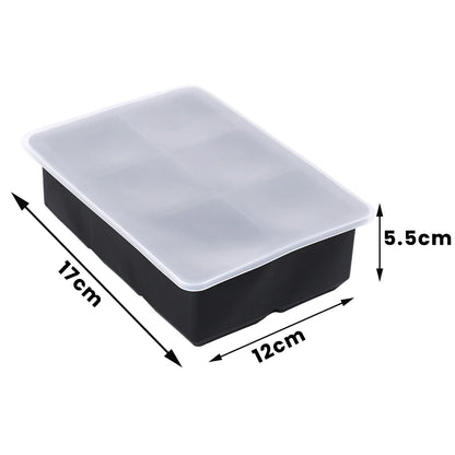 4/6/8/Grid Big Ice Tray Mold Box Large Food Grade Silicone Ice Cube Square Tray Mold Pub Wine Ice Blocks Maker Model - 6 grid
