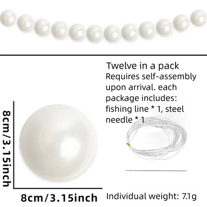 Wedding Backdrop Wall Decor - Faux Large Pearl - DIY Beaded Garland White Ball Pendant & Figurine - 8cm Pearl 12pcs