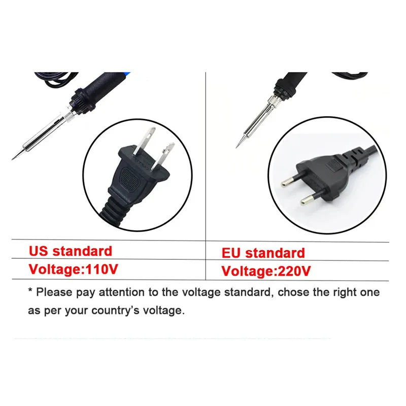 60W Adjustable Temperature Electric Soldering Iron Welding Iron Rework Station Heat Pen Tips DIY Repair Tool