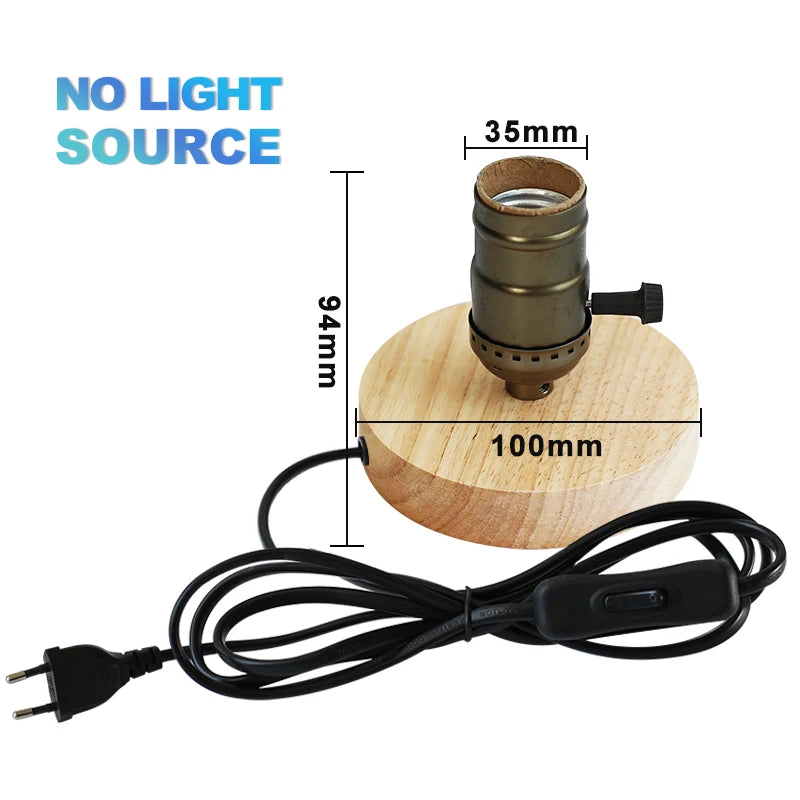 Modern Wood Table Lamp Retro E27 Desk Deco Light Indoor Art Lamps Living Room Bedroom Bedside Decoration Bar Lights Base EU P