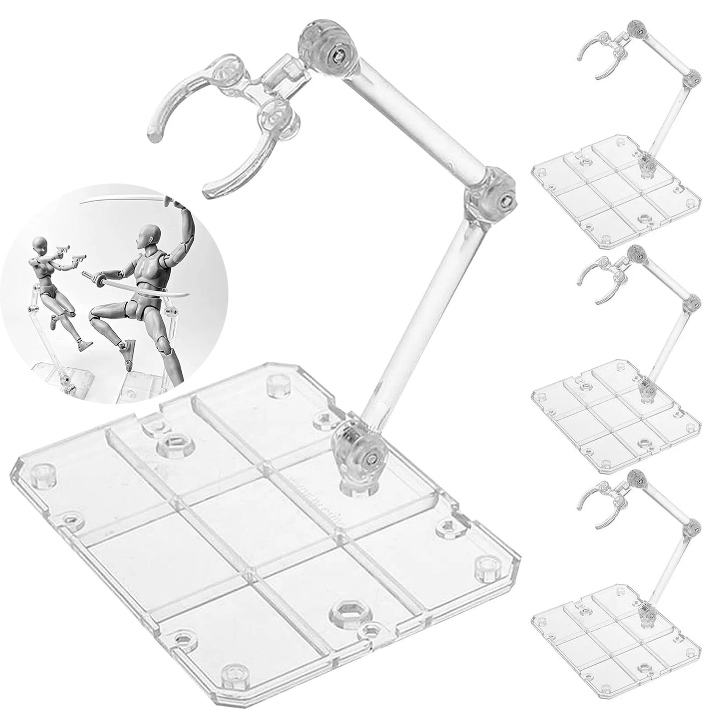 Clear Action Figure Stand,Assembly Action Figure Display Holder Base Doll Model Support Stand for HG RG SD SHF Gundam 1/144 T