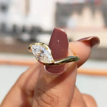Newest Marquise Cut Moissanite Engagement Ring 925 Silver Bypass Solitaire Diamond Wedding Ring for Women
