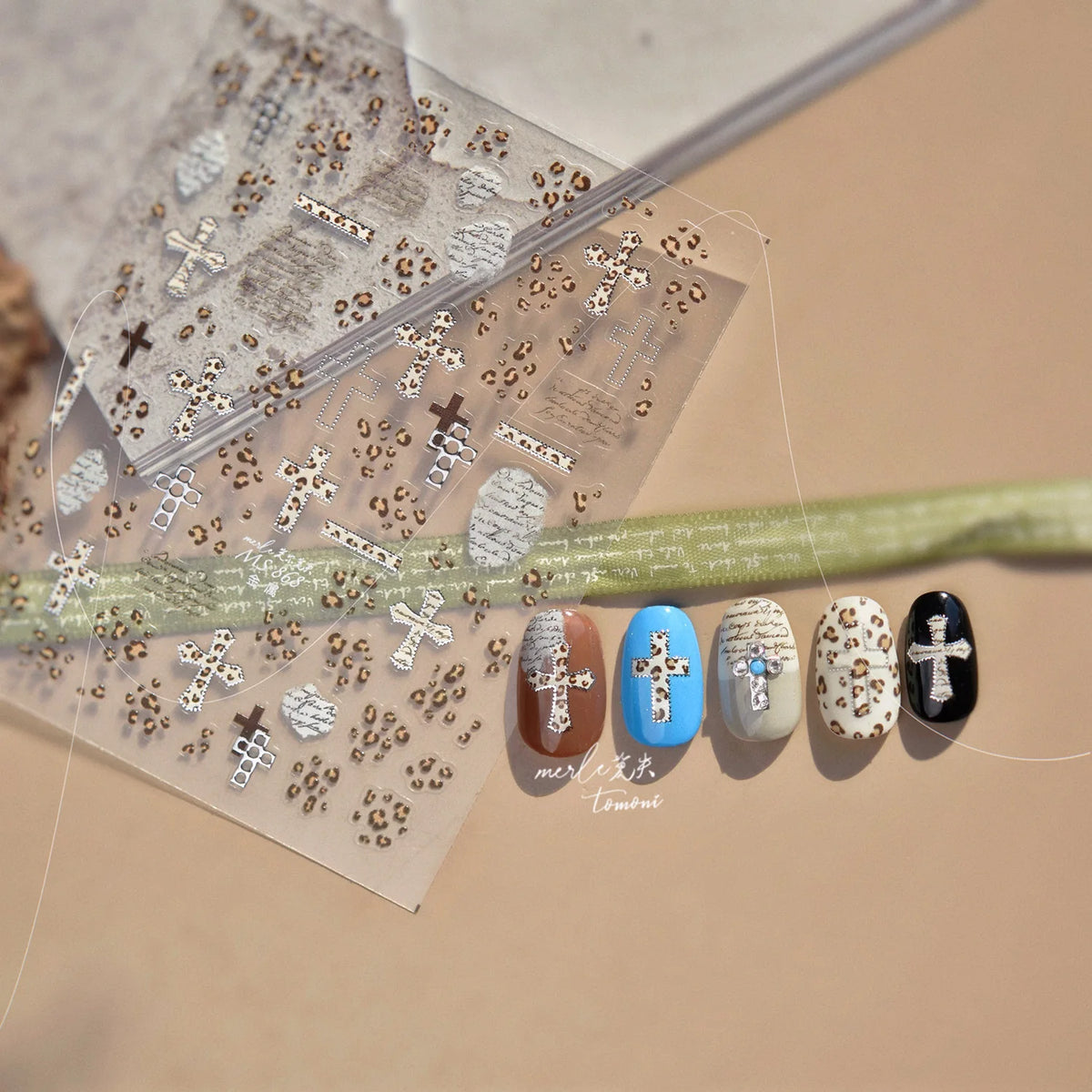 Gold Silver Metal Nail Stickers Dark Retro High-end Cross Nail Art Accessories Sticker Back Blue Nails 3D Decorations Decals 