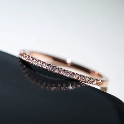 Huitan New Minimalist Thin Rings for Women Wedding Brilliant Cubic Zircon Versatile Female Finger Ring Jewelry