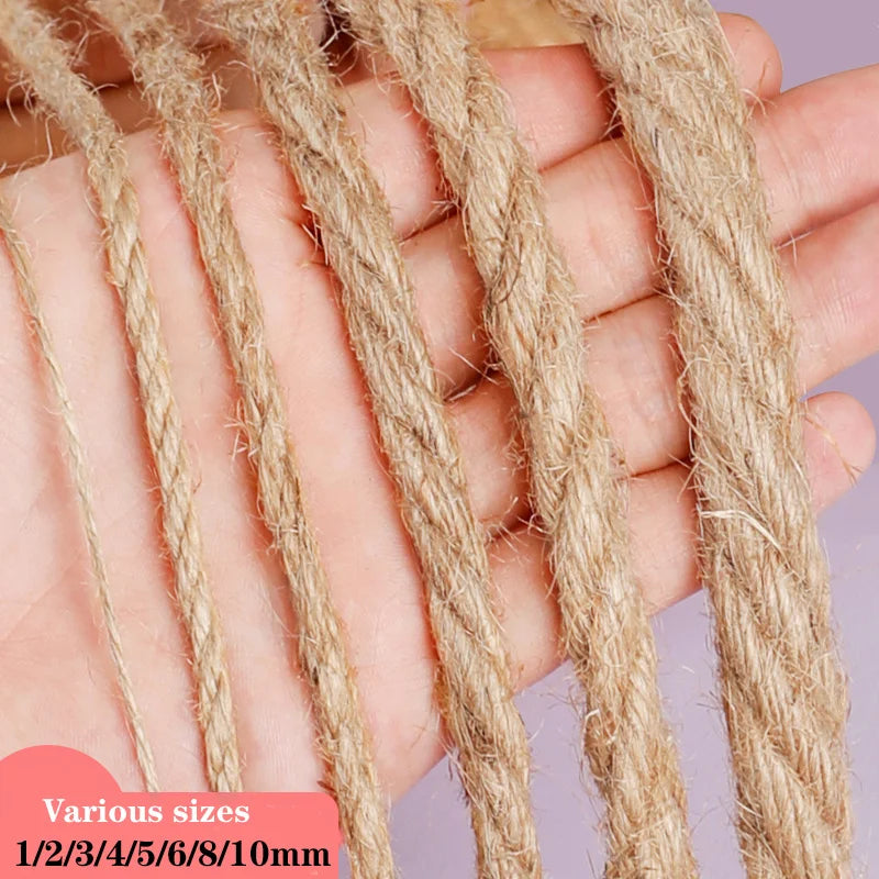 Natural Vintage Jute Rope Twine Roll Sewing Christmas Crafts Jute Cord Thread Wedding Handmade DIY Party Ribbon Bows Decorati