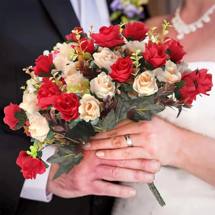 Artificial Flowers Silk Rose Wedding Home Festival Room Decoration Bride Bouquet Diy Scrapbooking Garland Wall Photography Pr
