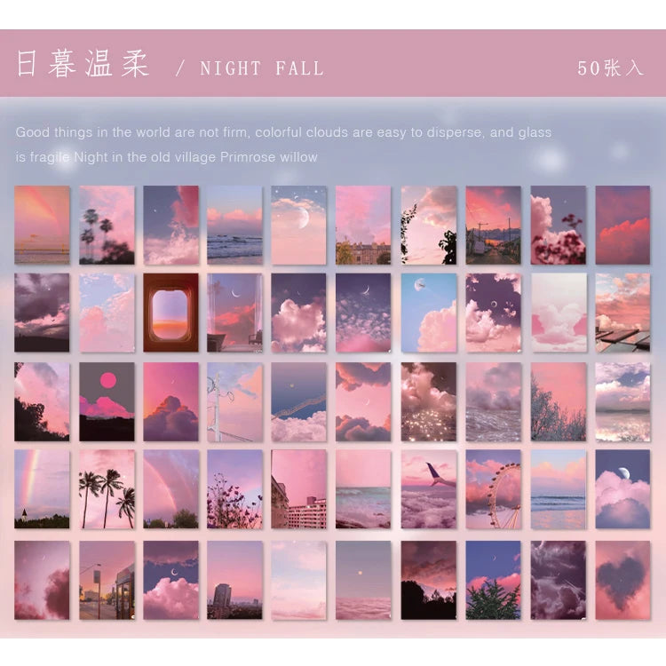 Yoofun 50 Sheets Natural Scenery&Art Paintings Stationery Stickers Book Aesthetic Landscape Cute Scrapbooking Planner Journal