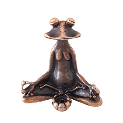 Antique Brass Meditation Zen Frog Statue Ornament Copper Animal Sculpture Incense Burner Home Desk Decorations Tea Pet - Yoga