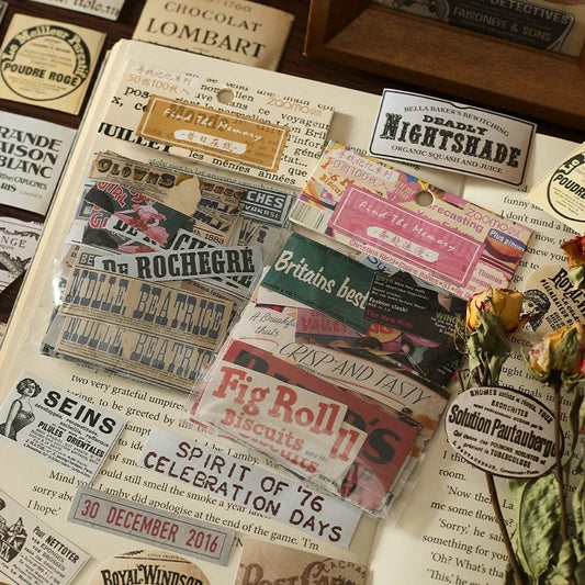 100 pcs Vintage Decorative Stickers pack Diy Diary Album Scrapbooking Collage material hand made junk journal supplies