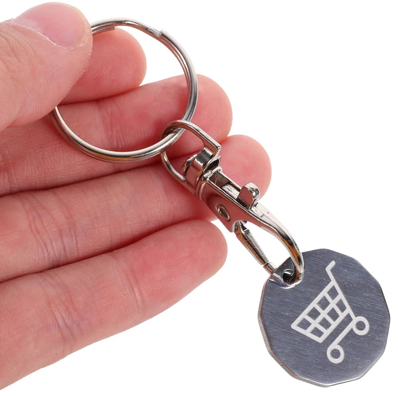 1-3Pcs New 2025 Cart Token Shopping Trolley Tokens Keychain Metal Ring Small Gofts Ornament Stainless Steel Coin Pendant