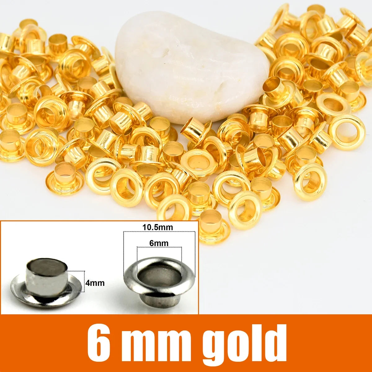 100sets 6/8/10/12mm Brass Eyelets with Washers Grommet Repairing Round Eye Rings for Shoes Bag Clothing Skin Belt Hat - 6mm g