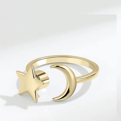 Anti Stress Anxiety Fidget Rings for Women Satinless Steel Spinner Sunflower Sun Star Ring Trendy Jewelry Gift - JZ3805G-3-SL