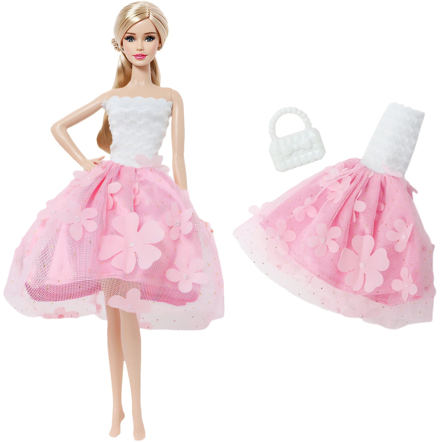 New Fashion Doll Dress Daily Outfit Girl Party Skirt Cute Mini Gown With Bag Clothes for 1/6 Doll DIY Accessories Baby Toys -