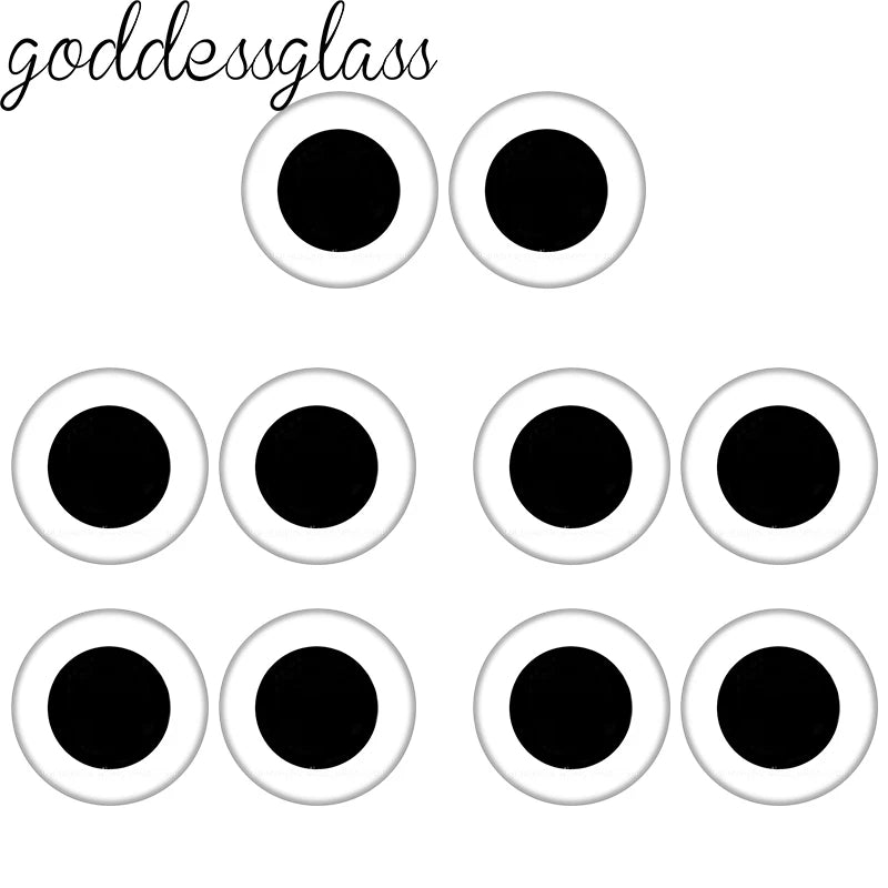 Glass Cartoon Doll Round Eyes Heart Pupil Lovely 10pcs 12mm/18mm/20mm/25mm Round Cabochon Flat Back Making Findings Jewelry -