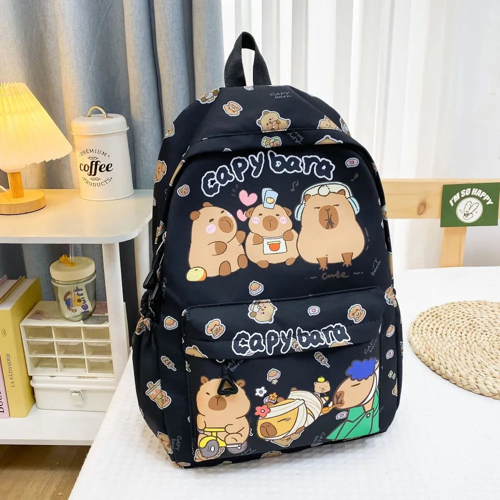 Cute Large Capacity Capybara Backpack Cartoon Breathable Student Schoolbag Nylon Ultra-light Book Bag Back to school Women Gi