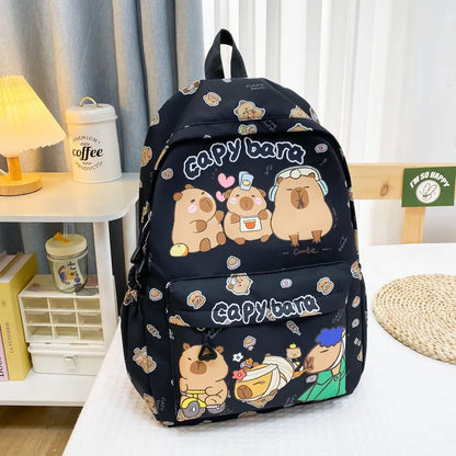 Cute Large Capacity Capybara Backpack Cartoon Breathable Student Schoolbag Nylon Ultra-light Book Bag Back to school Women Gi