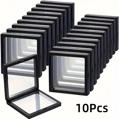 20Pcs Clearview 3D Floating Display Cases Dustproof Acrylic Jewelry Storage Box with Elastic Film Transparent Hanging Organiz