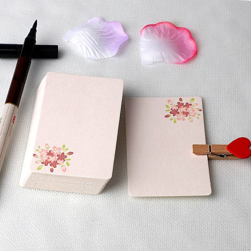 20/40Pcs Blank Greeting Cards, Chinese Style Paper, White Kraft, Small, Floral, DIY Crafts - J / 40Pcs