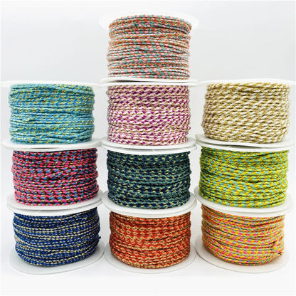 5yards/Lot 2.5mm Gold Line 100% Cotton Cord Rope Chinese Knot Macrame Cord Rope For Jewelry Making For Shamballa Bracelet