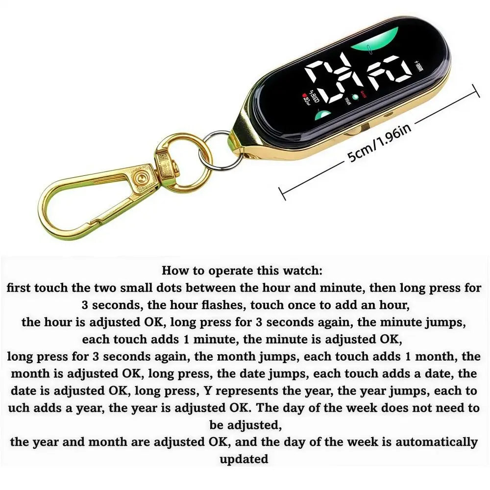 LED Electronic Hanging Watch Portable Waterproof Pocket Watch Digital Display Carabiner Luminous Pocket Watch Kids Adults