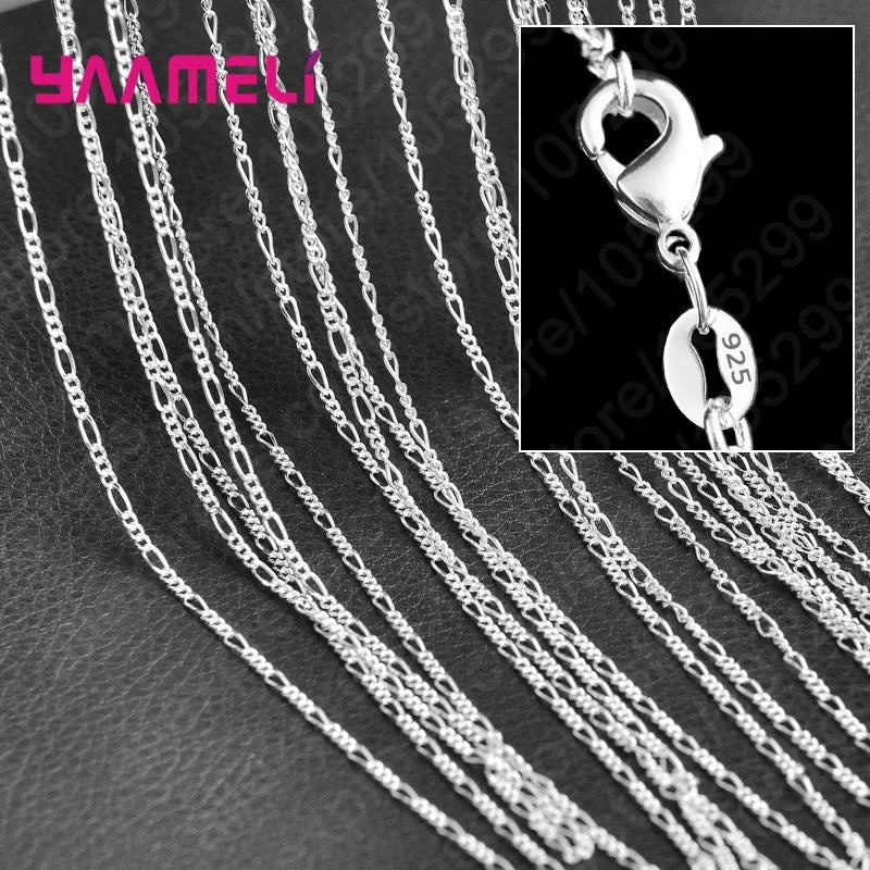 10PCS Pure 925 Sterling Silver Charm Link Chain Necklace Jewelry with Strong Smooth Lobster Clasps 16-30 Inches