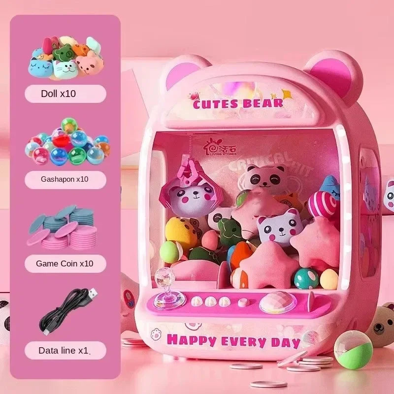DIY Automatic Doll Machine Kids Coin Operated Play Game Mini Claw Catch Toys Crane Machines Music Doll for Christmas gifts - 