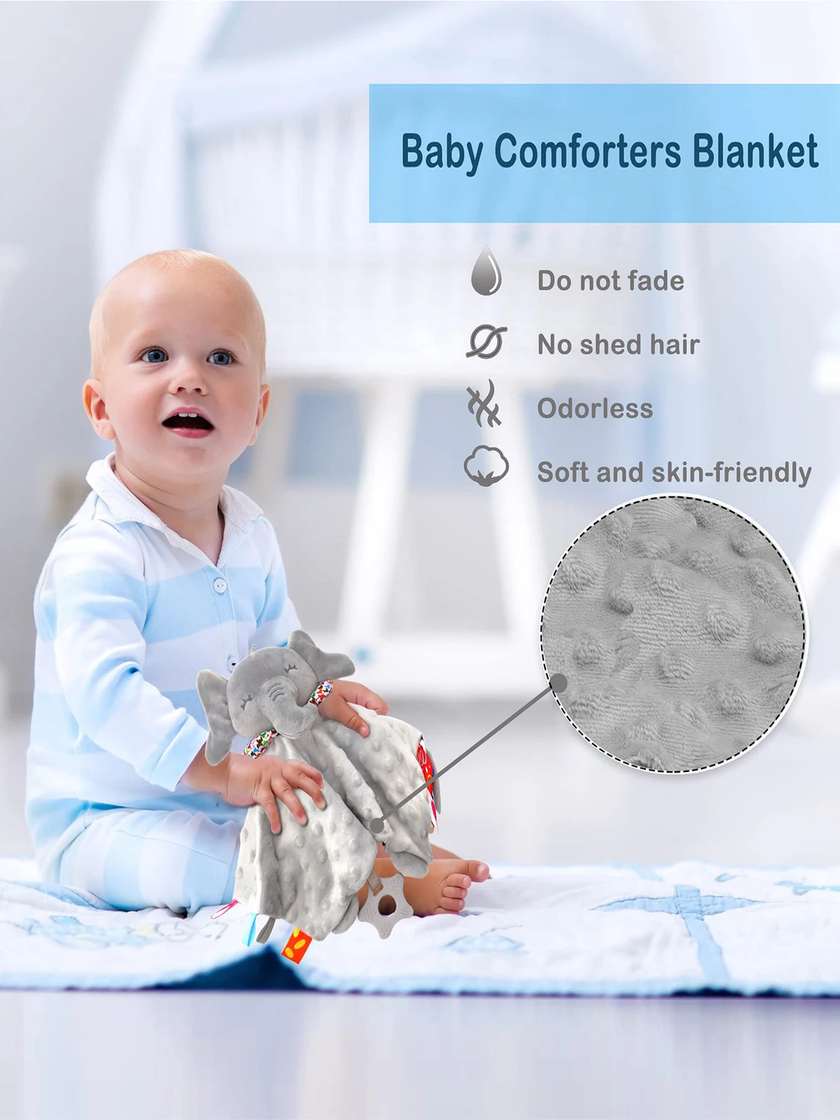 Elephant Baby Comforter Blanket Soft Appease Towel Baby Rattle Animals Toys Soothe Reassure Sleeping Towel Lathe HangingToddl
