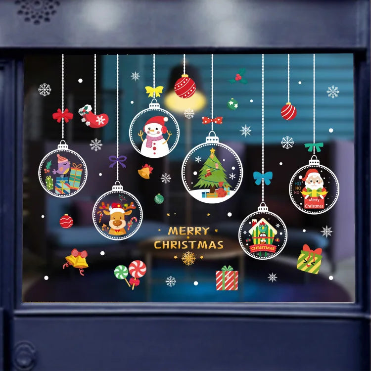 Window Stickers Christmas Decoration for Home New Year Santa Wall Sticker Navidad Gift Festival Party Xmas Window Decor Decal