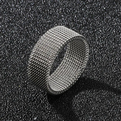 2025 New 8mm Wide Stainless Steel Rings Titanium Couple Rings Deformable Mesh Accessories for Women Men Jewelry Wedding Gift