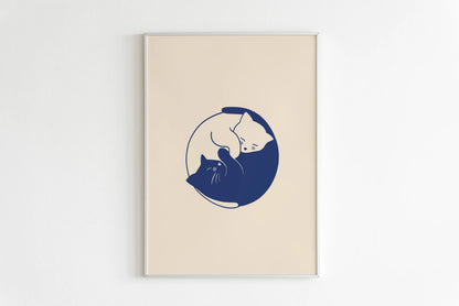Minimalist Aesthetic Cute Animal Wall Art Illustration Poster Sleepy Kitties Canvas Painting Home Decor Cat Lover Gift - 17 /
